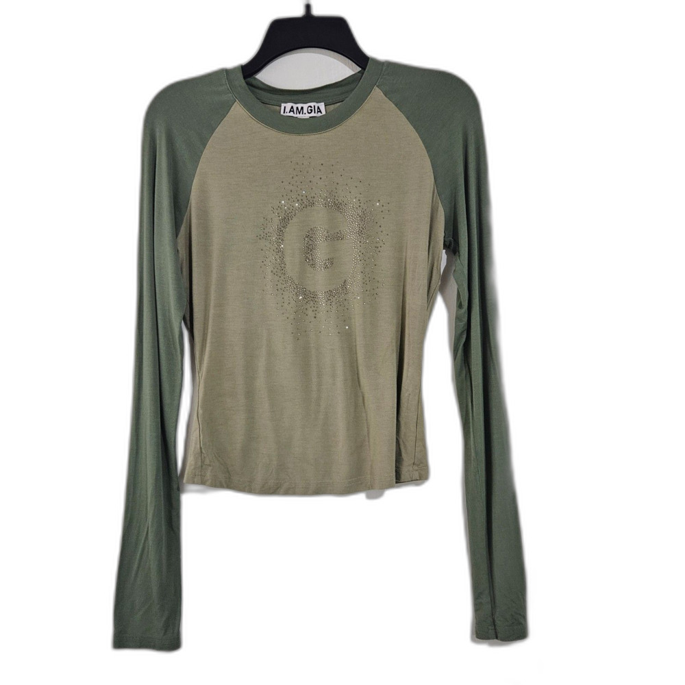 I.AM.GIA Y2K Style Camelia T-Shirt Women's M Army Green Bamboo
